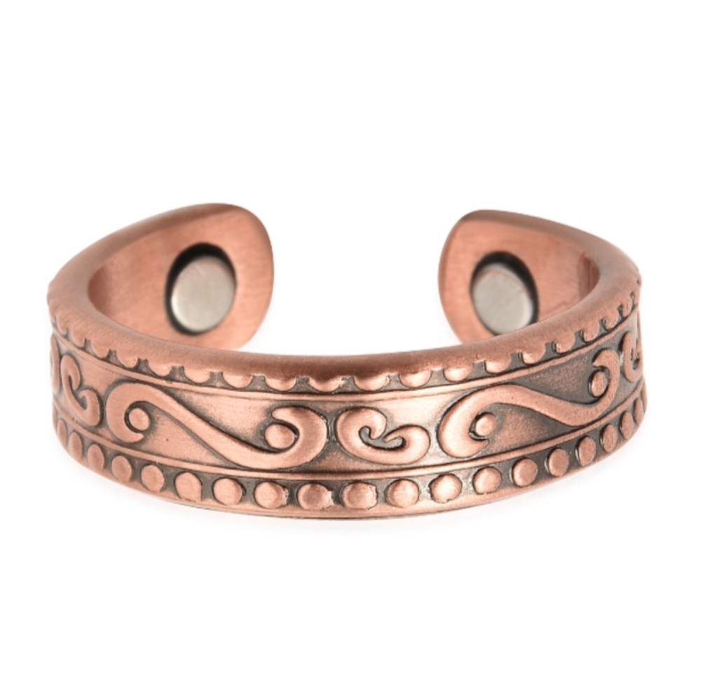 UNISEX MAGNETIC BY DESIGN OPEN RING WITH MAGNETIC ENDS  IN ROSETONE COPPER - Picture 4 of 7